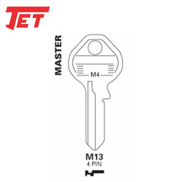 JET - M13 - Master Lock - 4-Pin Key Blank