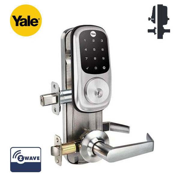Yale Assure Lever Nickel Single Cylinder Electronic Handle Lighted Keypad  Touchscreen in the Electronic Door Locks department at