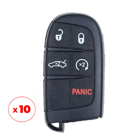 10 x 2019-2023 Dodge Challenger / Charger / 5-Button Smart Key / PN: 68394195 AA / M3M40821302 (OEM Recase)