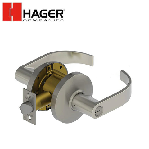 Hager - 3480 - Lever - Storeroom - 2-3/4" - Satin Chrome - Optional Lever - Optional Keyway