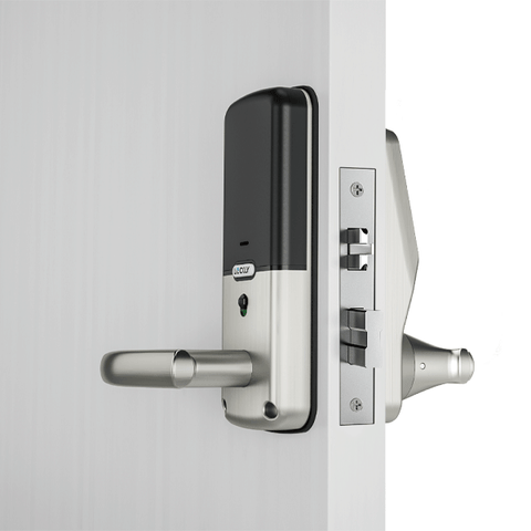 Lockly - 688FSN - Lux Compact Fingerprint Biometic Mortise Lever Set - Keypad - Bluetooth App Controlled - Satin Nickel