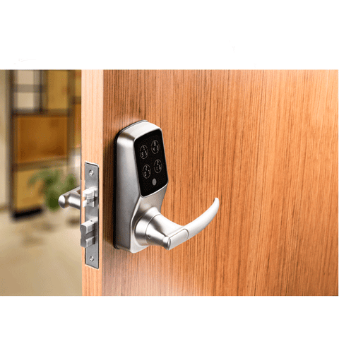 Lockly - 688FSN - Lux Compact Fingerprint Biometic Mortise Lever Set - Keypad - Bluetooth App Controlled - Satin Nickel