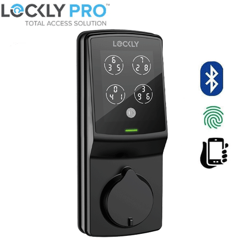 Lockly - PGD728WMB - Secure PRO Wi-Fi - Bluetooth App Controlled - Fingerprint Biometric Electronic Deadbolt - Includes Wi-Fi Hub - Matte Black