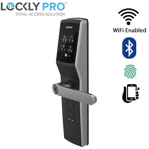 Lockly  - PGD829AFSG -  Secure Lux - Mortise Smart Lock - Fingerprint Reader - RFID Card - Bluetooth App Controlled - Space Grey