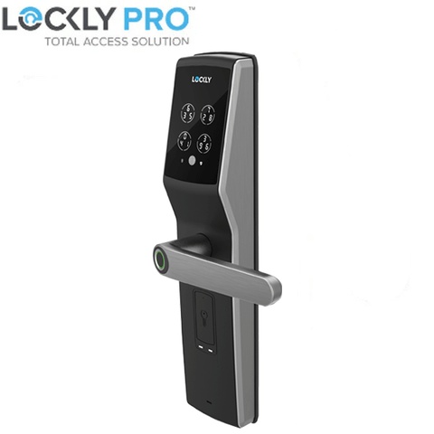 Lockly  - PGD829AFSG -  Secure Lux - Mortise Smart Lock - Fingerprint Reader - RFID Card - Bluetooth App Controlled - Space Grey