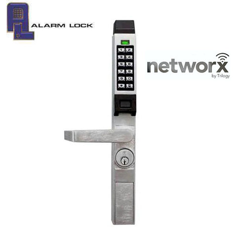 Alarm Lock Trilogy - PDL1300ETNW - Narrow-Stile Digital PROX Keypad Lever Lock Exit Trim - Networx - Audit Trail - 26D - Satin Chrome