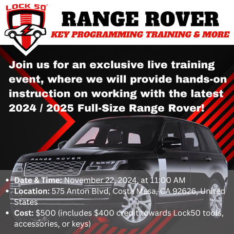 Hands-On Live In-Person Training - Lock 50 - Live Automotive Locksmith Training - Range Rover Key Programming & More (Nov 22, 2024)