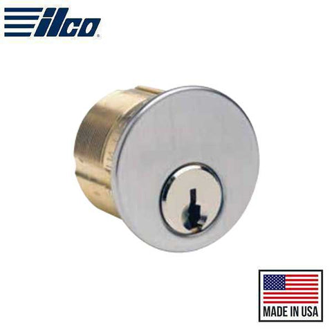 Ilco - 7185 - Mortise Cylinder - 5 Pin - 1-1/8" - Yale 8 Keyway - 863G Cam - KD - 26D - Satin Chrome - Grade 1