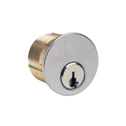 Ilco - 7185 - Mortise Cylinder - 5 Pin - 1-1/8" - Yale 8 Keyway - 863G Cam - KD - 26D - Satin Chrome - Grade 1