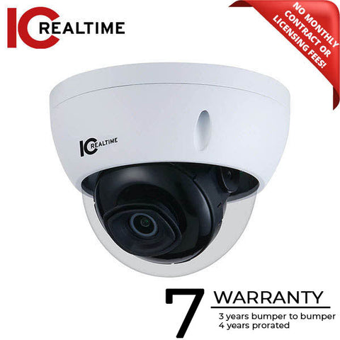 IC Realtime - IPEG-D40F-IRW1 / 4MP IP Indoor/Outdoor Small Size Vandal Dome Camera / Fixed 2.8mm Lens (102Â°) / 98 Feet Smart IR / PoE Capable.