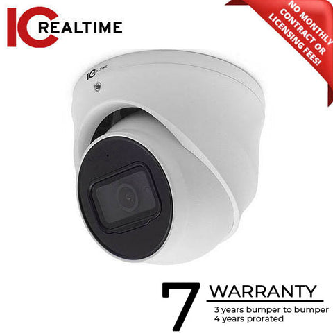 IC Realtime - IPEG-E40F-IRW1 / 4MP IP Indoor/Outdoor Small Size Eyeball Dome Camera / Fixed 2.8mm Lens (102°) / 98 Feet Smart IR / PoE Capable / TAA Compliant