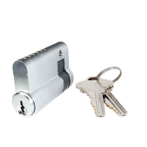 Profile Cylinder – Single Sided - 26D – Satin Chrome - 2 Keys - 6 Pin (SC1) (1-3/4" 46mm)