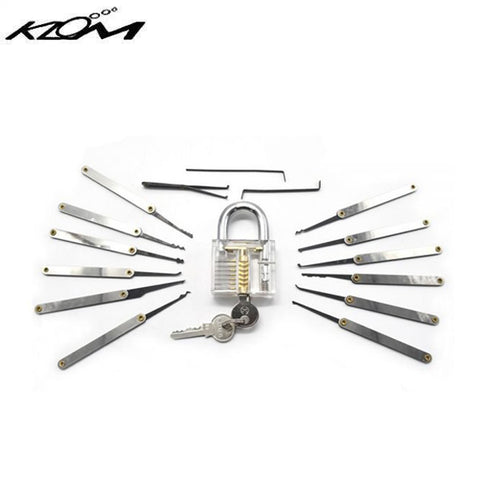 KLOM - Lock Picks Set - Transparent Practice Padlock Bundle - 12 Pieces