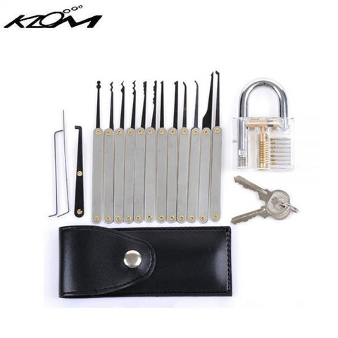 KLOM - Lock Picks Set - Transparent Practice Padlock Bundle - 12 Pieces