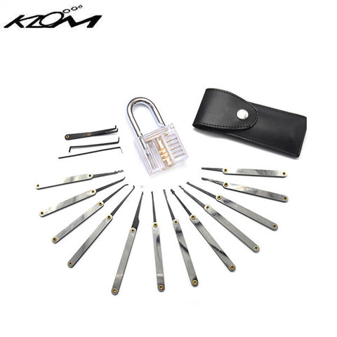 KLOM - Lock Picks Set - Transparent Practice Padlock Bundle - 12 Pieces