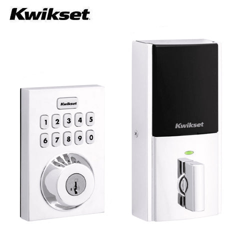 Kwikset - Connect 620 - Contemporary Keypad Connected Smart Lock - 1" Electronic Deadbolt - Z-Wave Technology - Polished Chrome - Grade 2