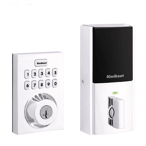 Kwikset - Connect 620 - Contemporary Keypad Connected Smart Lock - 1" Electronic Deadbolt - Z-Wave Technology - Polished Chrome - Grade 2