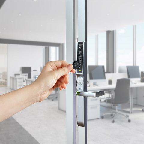 Lockly Guard -DEFENDER 238LM- Biometric Electronic Lever Set - Entry/Exit Mortise Doorman Edition - RFID - Fingerprint Reader - Wi-Fi-Bluetooth App Controlled - Matte Black