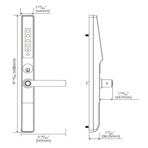 Lockly Guard -DEFENDER 238LE - Biometric Electronic Lever Set - Mortise Exit Trim Edition - RFID - Fingerprint Reader - Wi-Fi-Bluetooth App Controlled - Satin Nickel