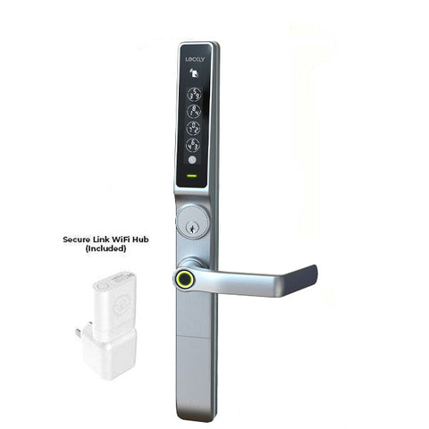 Lockly Guard -DEFENDER 238LE - Biometric Electronic Lever Set - Mortise Exit Trim Edition - RFID - Fingerprint Reader - Wi-Fi-Bluetooth App Controlled - Satin Nickel