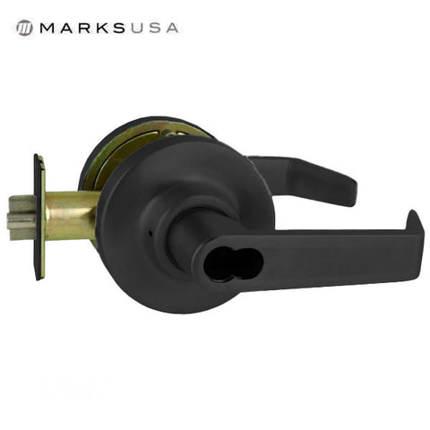 Marks USA - 195RF - Commercial Lever Set - LFIC - 2 3/4" Backset - Schlage 6-Pin IC Core (175) Prep - Flat Black - Storeroom - Grade 1