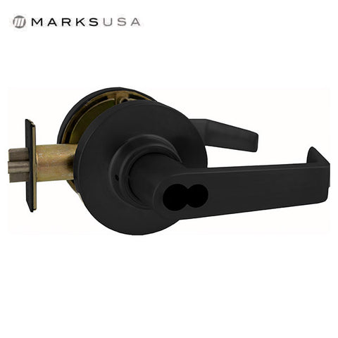 Marks USA - 195RAB-F19 - Commercial Lever Set - LFIC Schalge 6-Pin IC Core (195 Only) Prep - 2 3/4" Backset - Flat Black - Entrance - Grade 1