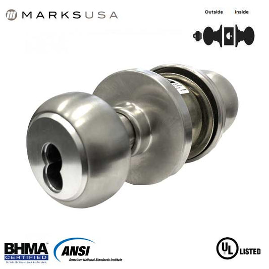 Marks USA - 210RF - 10 LINE Commercial Knob Set - SFIC -  2 3/8" Backset - 32D - Satin Stainless Steel - Storeroom - Grade 2