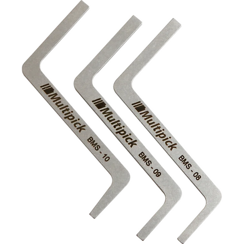 High-quality stainless steel dimple pin tension wrenches by Multipick for professional locksmiths