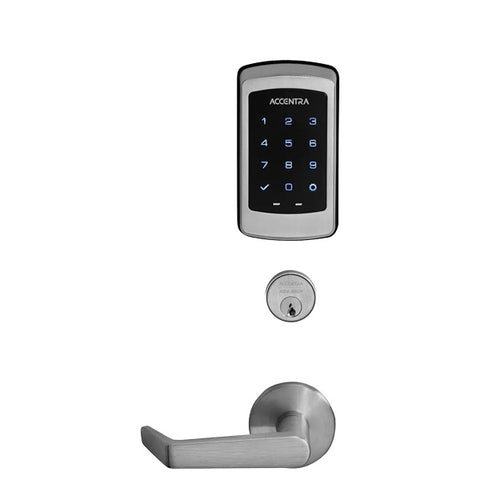 Accentra (Formerly Yale) - NTM628 - NR nexTouch - Sectional Mortise lock - Augusta Lever - Capacitive Touchscreen - Non-Handed - Satin Chrome - 626/US26D