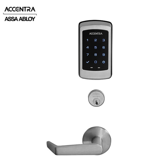 Accentra (Formerly Yale) - NTM628 - NR nexTouch - Sectional Mortise lock - Augusta Lever - Capacitive Touchscreen - Non-Handed - Satin Chrome - 626/US26D