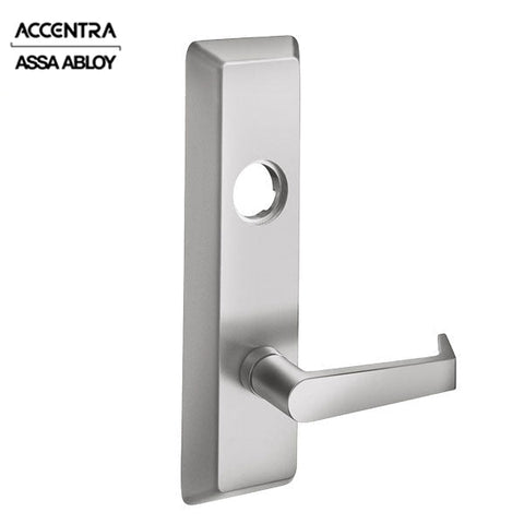 Accentra (Formerly Yale) - AU626F - Exit Device Trim - Classroom / Storeroom Function - Less Cylinder - For 1500, 2100, 6100, 7100 Series Exit Devices - Less Cylinder - RHR - Augusta Lever - Stainless Steel - Grade 1