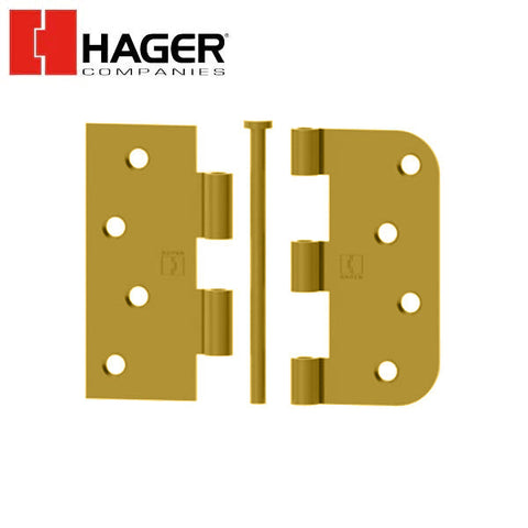 Hager - 8744 - 5-Knuckle - Square Corner by 5/8" Radius - Plain Bearing With Fasteners - Reversible - 4" x 4" - Optional Finish