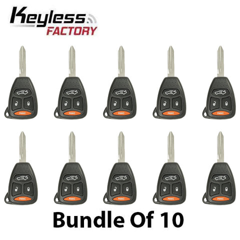 10 x 2005-2010 Chrysler Dodge Jeep / 4-Button Remote Head Key / KOBDT04A (AFTERMARKET) (Bundle of 10) - UHS Hardware