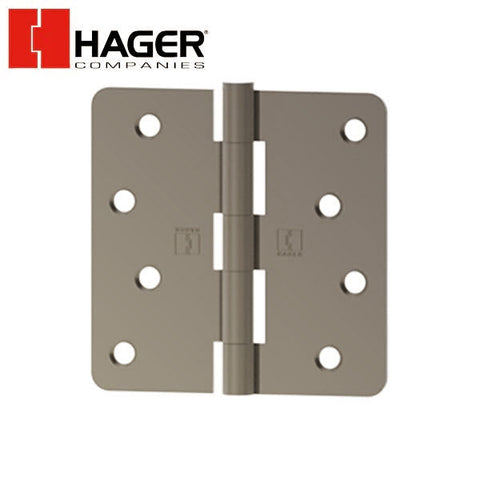 Hager - RC1741 - 5-Knuckle - Round Corner 1/4" Radius - Plain Bearing with Fasteners - 4" x 4" - Optional Finish - Optional Pin Function