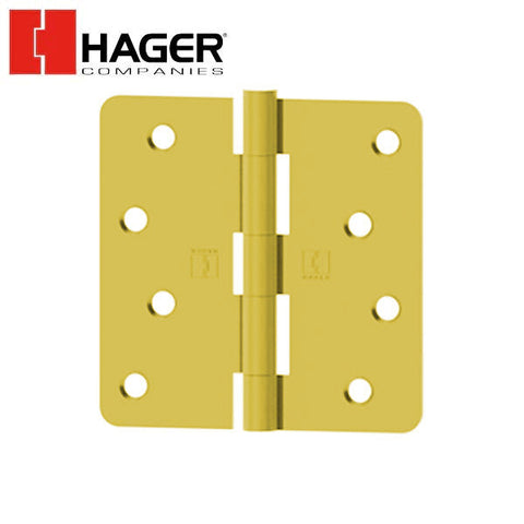 Hager - RC1741 - 5-Knuckle - Round Corner 1/4" Radius - Plain Bearing with Fasteners - 4" x 4" - Optional Finish - Optional Pin Function