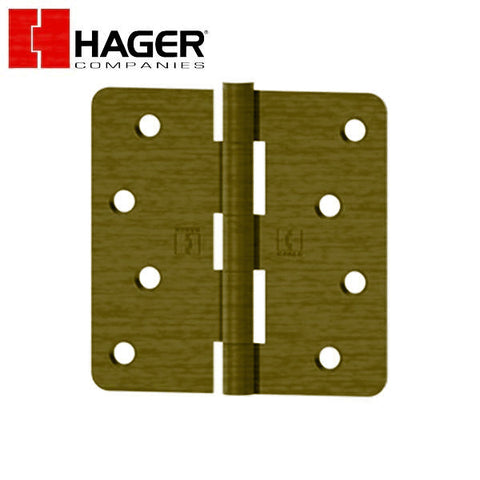 Hager - RC1741 - 5-Knuckle - Round Corner 1/4" Radius - Plain Bearing with Fasteners - 4" x 4" - Optional Finish - Optional Pin Function