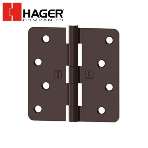 Hager - RC1741 - 5-Knuckle - Round Corner 1/4" Radius - Plain Bearing with Fasteners - 4" x 4" - Optional Finish - Optional Pin Function