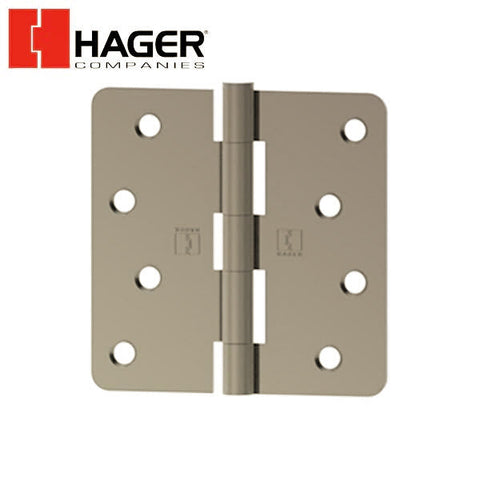 Hager - RC1741 - 5-Knuckle - Round Corner 1/4" Radius - Plain Bearing with Fasteners - 4" x 4" - Optional Finish - Optional Pin Function