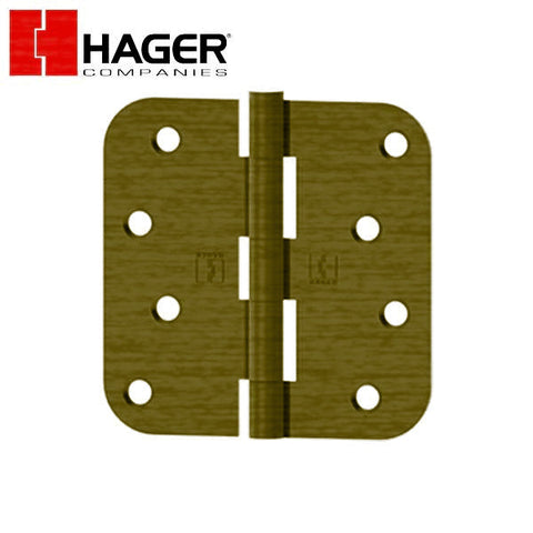 Hager - RC1841 - 5-Knuckle - Round Corner 5/8" Radius - Plain Bearing With Fasteners - 4" x 4" - Optional Finish