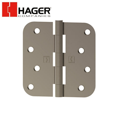 Hager - RC1841 - 5-Knuckle - Round Corner 5/8" Radius - Plain Bearing With Fasteners - 4" x 4" - Optional Finish