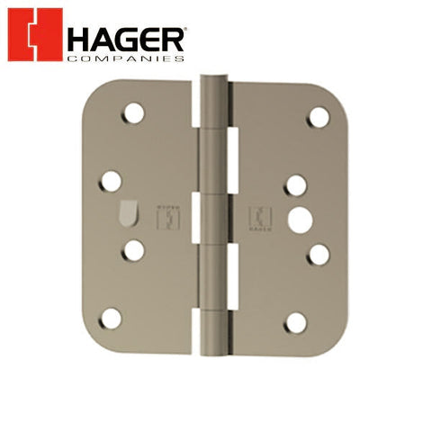 Hager - RC1843 - 5-Knuckle, Round Corner 5/8" Radius, Plain Bearing With Safety Stud- 4" x 4" - Optional Finish