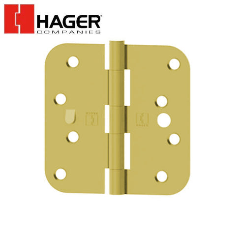 Hager - RC1843 - 5-Knuckle, Round Corner 5/8" Radius, Plain Bearing With Safety Stud- 4" x 4" - Optional Finish