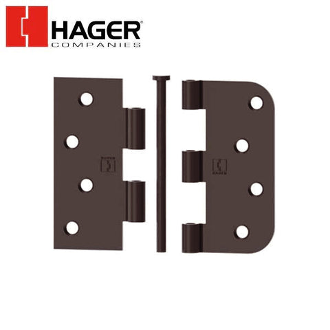 Hager - 8744 - 5-Knuckle - Square Corner by 5/8" Radius - Plain Bearing With Fasteners - Reversible - 4" x 4" - Optional Finish