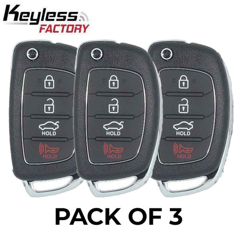 3 x 2015-2017 Hyundai Sonata / 4-Button Flip Key / PN: 95430-C1010 / TQ8-RKE-4F16 (AFTERMARKET) (Pack of 3)