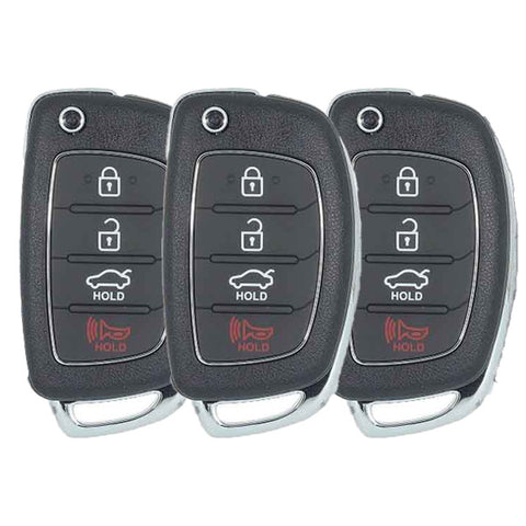 3 x 2015-2017 Hyundai Sonata / 4-Button Flip Key / PN: 95430-C1010 / TQ8-RKE-4F16 (AFTERMARKET) (Pack of 3)