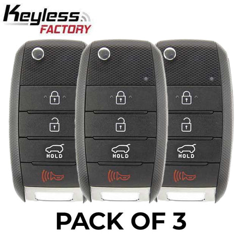 3 x 2014-2019 Kia Soul / 4-Button Flip Key / Gen 2 PS / PN: 95430-B2100 / OSLOKA-875T (AFTERMARKET)﻿ (Pack of 3)