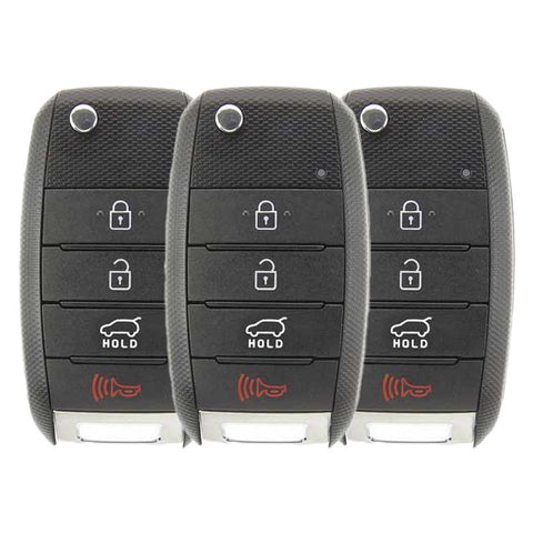 3 x 2014-2019 Kia Soul / 4-Button Flip Key / Gen 2 PS / PN: 95430-B2100 / OSLOKA-875T (AFTERMARKET)﻿ (Pack of 3)