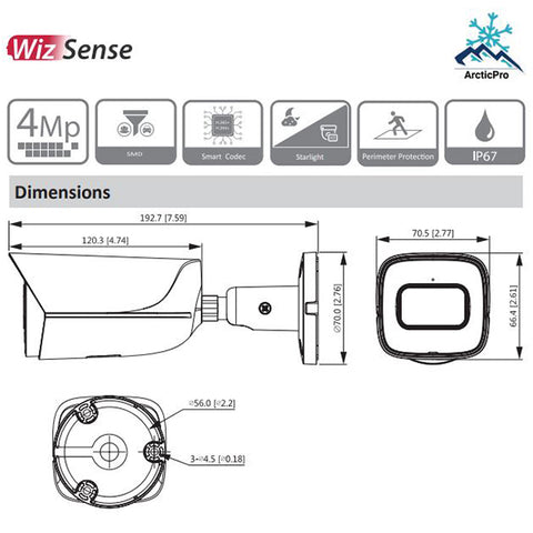 Dahua / IP Camera / 4MP Bullet / 2.8 mm Fixed Lens / WDR / IP67 / Starlight  / 5 Year Warranty / DH-N43AB52 - UHS Hardware