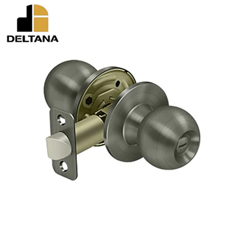 Deltana - Round Knob Privacy - 2-3/8" Backset - 1-3/8" - 2" Door Thickness - Universal Handing - Optional Finish