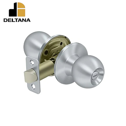 Deltana - Round Knob Privacy - 2-3/8" Backset - 1-3/8" - 2" Door Thickness - Universal Handing - Optional Finish